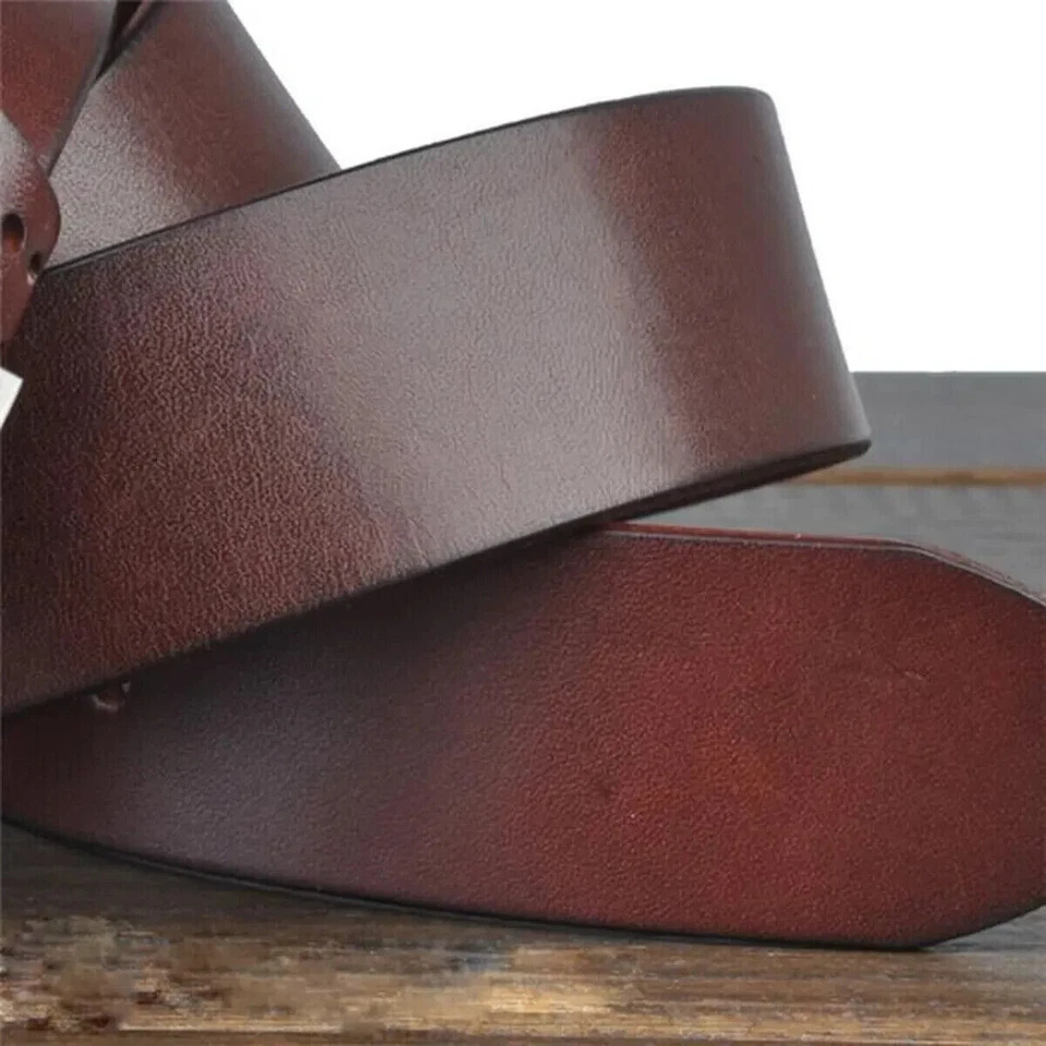 Ceinture en cuir de luxe Homme décontractée large ceinture de cuir marron - Photo 4/4