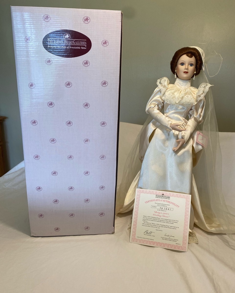 The Ashton Drake 1930s Betty's Wedding Dress Bridal Doll W/COA