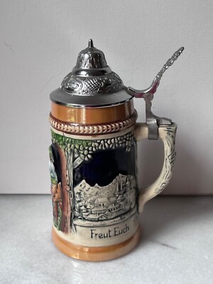 Vintage Ein Frohlich Herz Heilt Allen Schmerz Lidded Stein Western Germany 7 