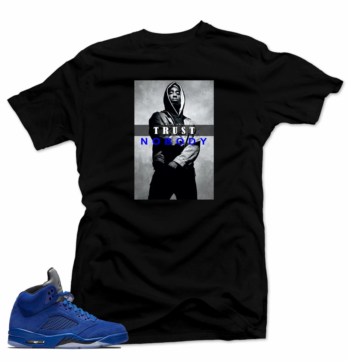 black and blue jordan shirt
