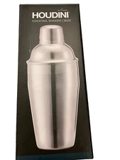 Houdini 16-ounce Stainless Steel Cocktail Shaker w/ Jigger Top, Lid, & Shaker