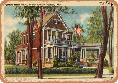 METAL SIGN - Ohio Postcard - Harding Home on Mt. Vernon Avenue, Marion, Ohio