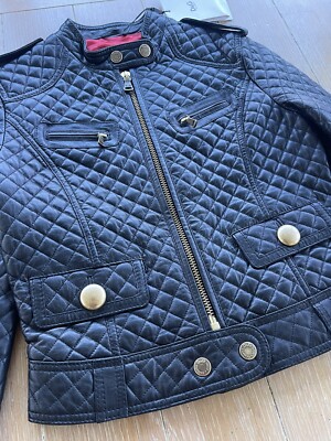 NWT D&G Dolce & Gabbana Black Quilted Leather Moto Jacket Size 40