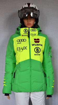 BOGNER DSV TEAM DAMEN DAUNEN SKIJACKE FLAMMEN GRÜN UVP 2300 € Gr