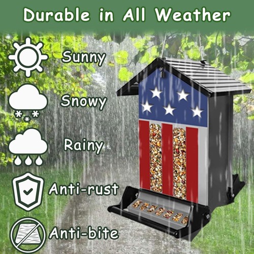 5LB Squirrel-Proof Metal Bird Feeder with Weight-Activated Perches for Outdoors - Bild 5 von 9
