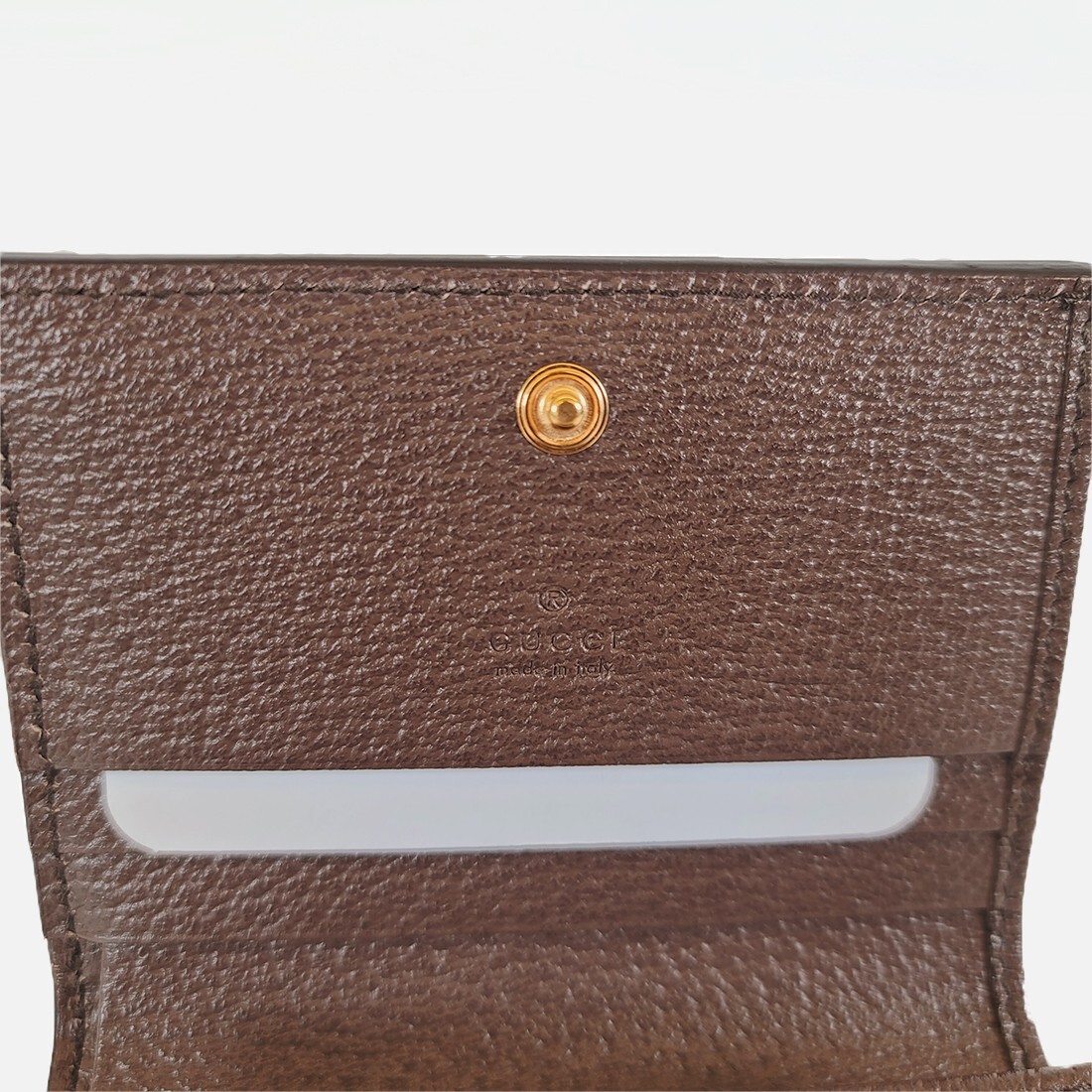 ★関税込★GUCCI★Ophidia GG Card Case Beige Ebony★ Gucci Ophidia Beige/Ebony GG Supreme Canvas Brown Leather