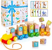Alphabet Stapelzug Set Holz Montessori Spielzeug Lernspielzeug Kinder Ab 3 J.