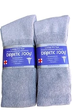 Diabetic GRAY CREW SOCKS circulatory Health Men’s & Women's Cotton ALL SIZE 