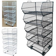 60Cm Heavy Duty Stackable Wire Storage Bin Rack Veg Fruit Basket for Shop