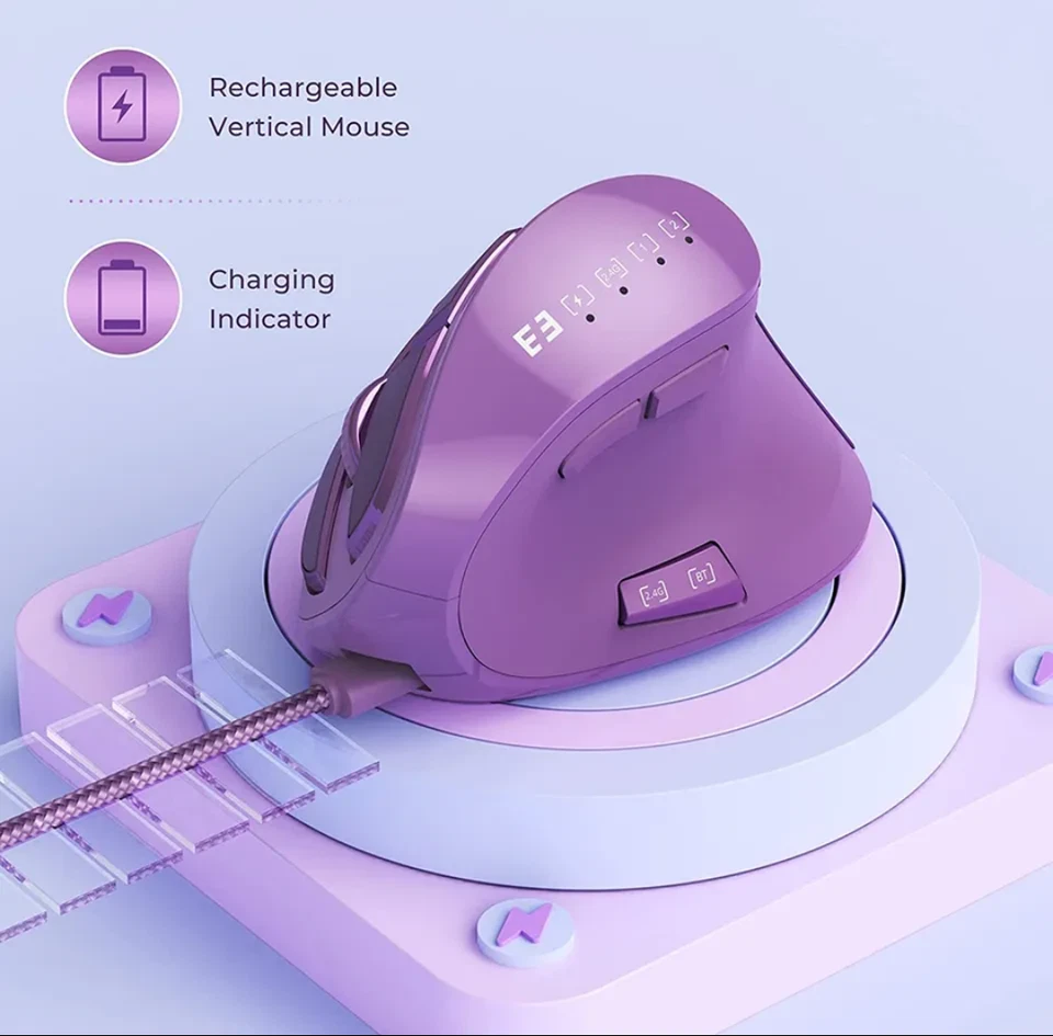 Ergonomic Mouse Silent Wireless, Bluetooth USB connection, Apple Mac and Windows - Image 3 of 4