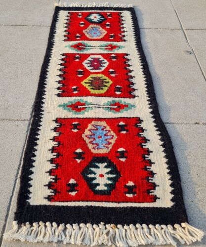 Authentic Hand Knotted Turkish Kilim Kilm Wool Area Rug 1.10 x 0.7 Ft (1554 KAR) - Picture 1 of 4