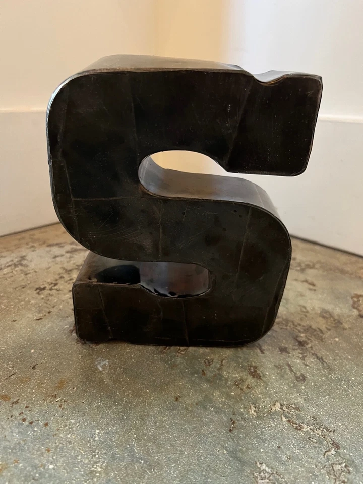 Rustic LETTER S - Gunmetal Silver Metal Letter for Wall Shelf Decor  7.5 Inch - Image 2 of 4