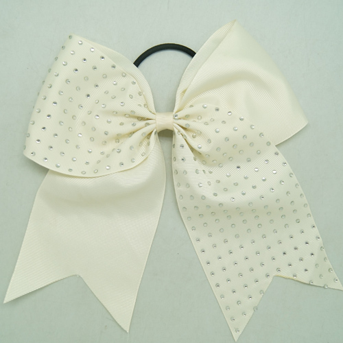 Rhinestone Bling 8 Inch Cheer Hair Bow with Elastic Band Cheerleading CB012 - Picture 17 of 20