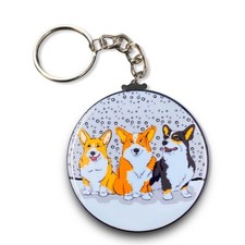 Welsh Corgi Snow Keychain Handmade Retro Pet Portrait Art Gift Accessory