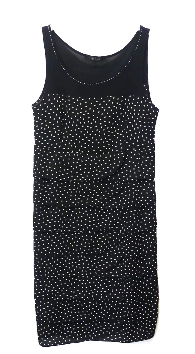 Robe à Pois Noirs Et Blancs Naf Naf Taille 40 - Viscose, Sans Manches, Pour Soirée/cocktail