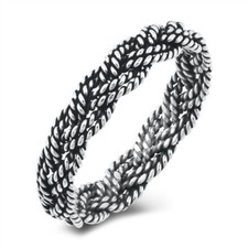Braid Twist Ring Genuine Sterling Silver 925 Oxidized Selectable Height 5 mm