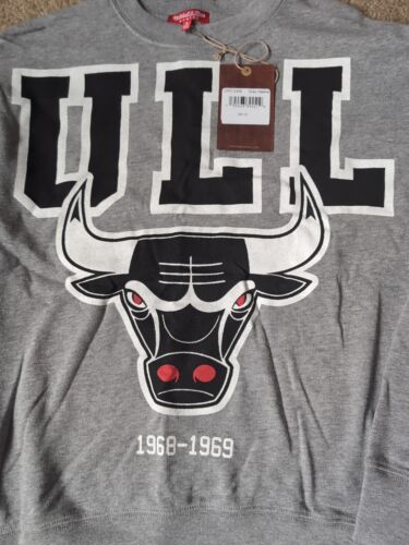 New NWT Women's Mitchell & Ness Chicago Bulls Sweatshirt Size Small S Gray Black - Picture 1 of 10