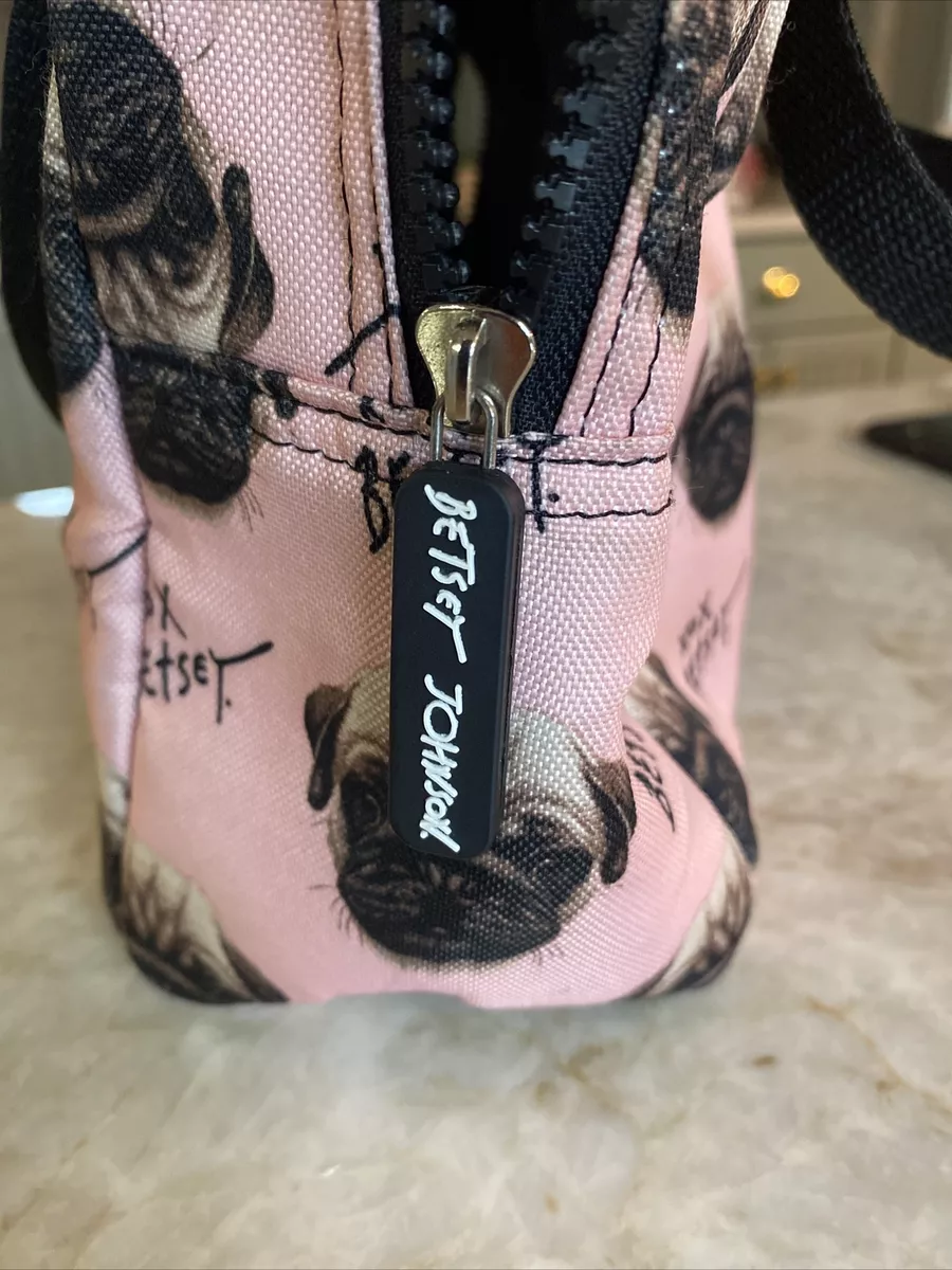 Betsey Johnson Pug Puppy Dog Pet Lunch Tote Insulated Pink