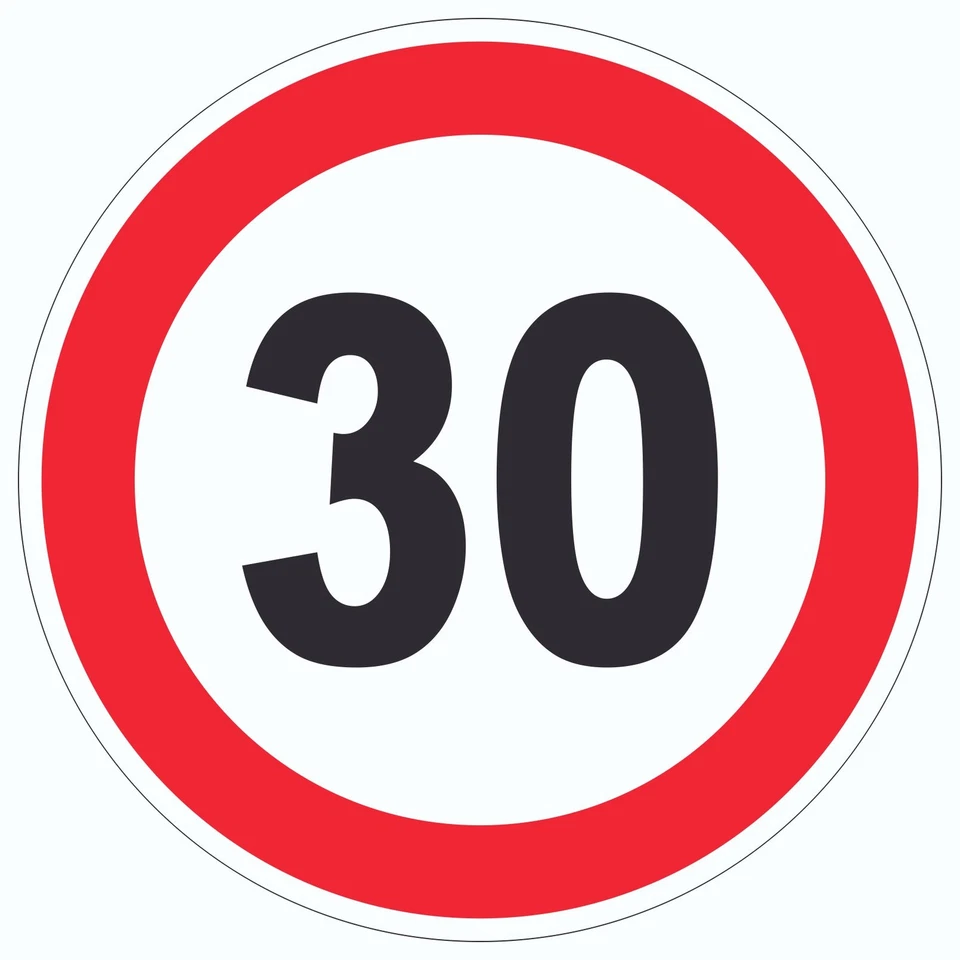 HB-DRUCK Tempo 30 km/h Geschwindigkeitsbegrenzung Aufkleber Kreis Symbol