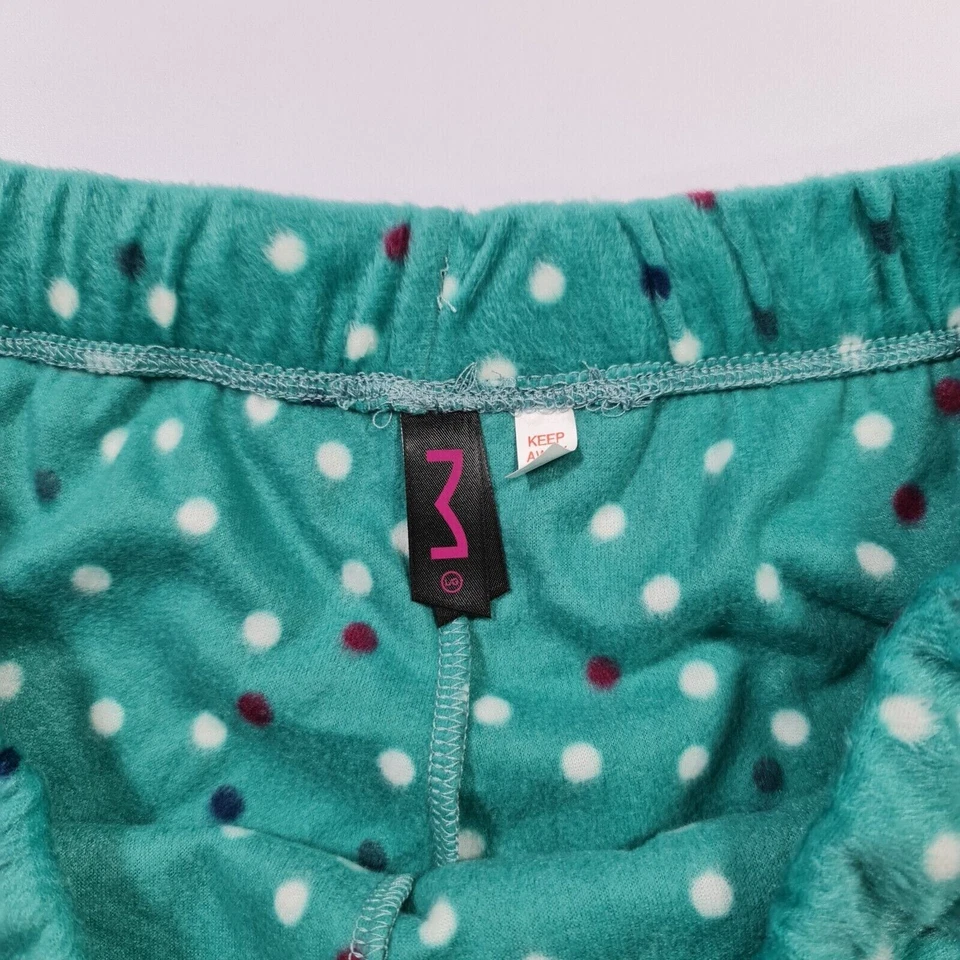 Maidenform Womens Pyjama Set Large Ivory Top & Green Polka Dot Pants - Image 4 of 4