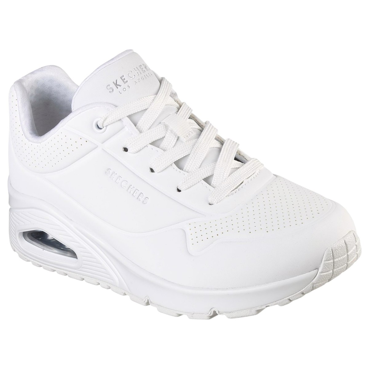 SKECHERS★UNO★厚底★WHITE Womens Skechers Uno - Stand On Air White Lace Up Sneaker