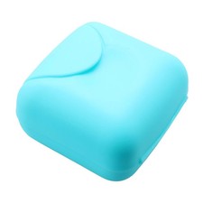 Plastic Square Shower Soap Holder Container Portable Box Case Blue