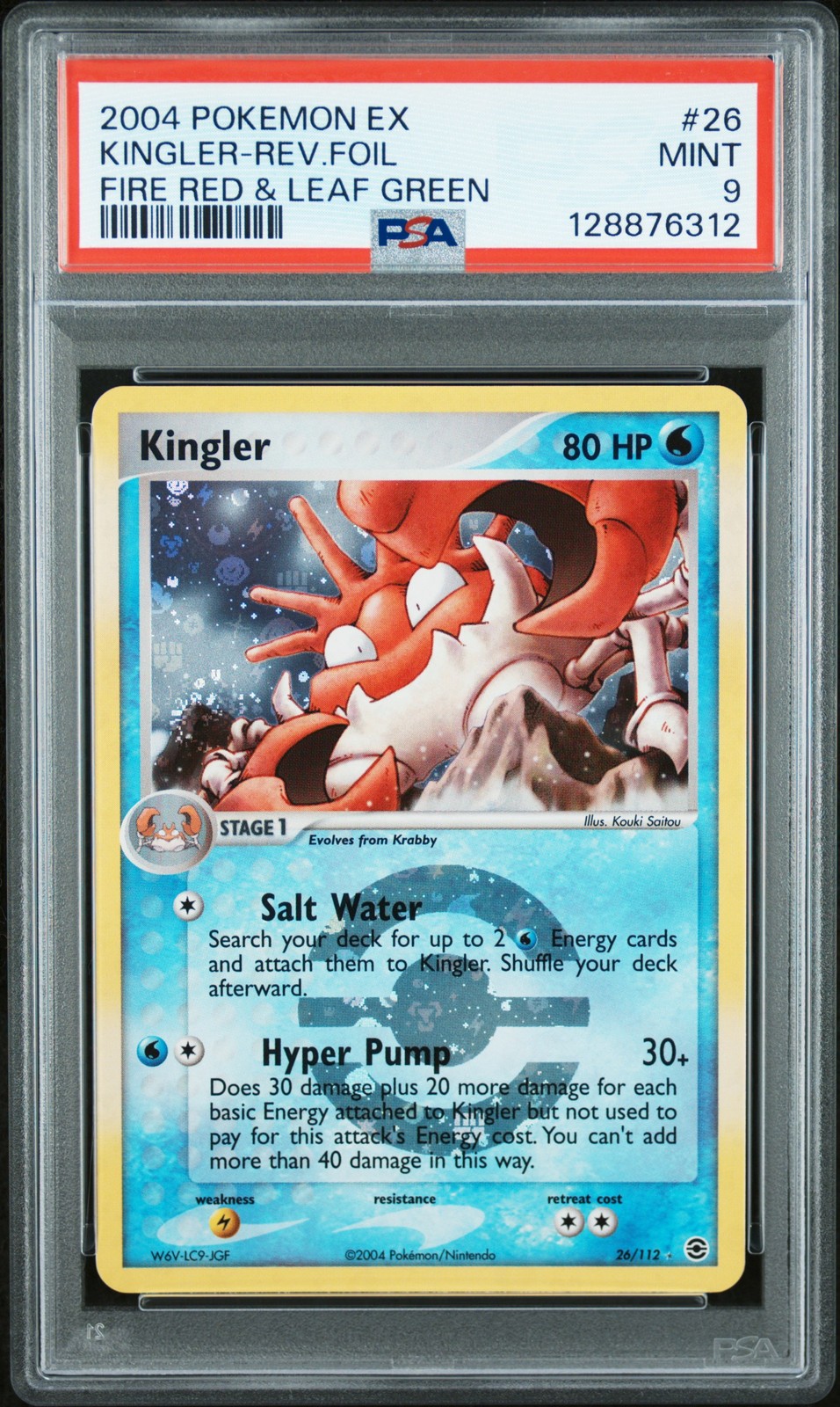 2004 POKEMON EX FIRE RED & LEAF GREEN #26 KINGLER-REVERSE FOIL PSA 9