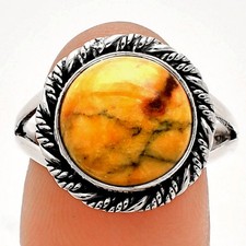 Natural Honey Dendritic Opal 925 Sterling Silver Ring s.9 Jewelry R-1014