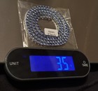 ESTATE: 14k STAMPED 4mm Sapphire BLUE Chain Necklace 37ctw Lab Sim Diamond 22" — photo 2
