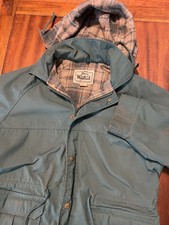 Vtg Woolrich Woman Chore Hooded Jacket Large Wool Lined Parka Barn USA Made 80's