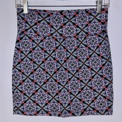 Y2K Boho Chic Mediterranean Tile Print Mini Skirt | Vintage Artsy Indie Coquette