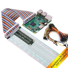 Raspberry Pi GPIO Breakout Board Kit Breadboard Jumper Wires Ribbon Cable