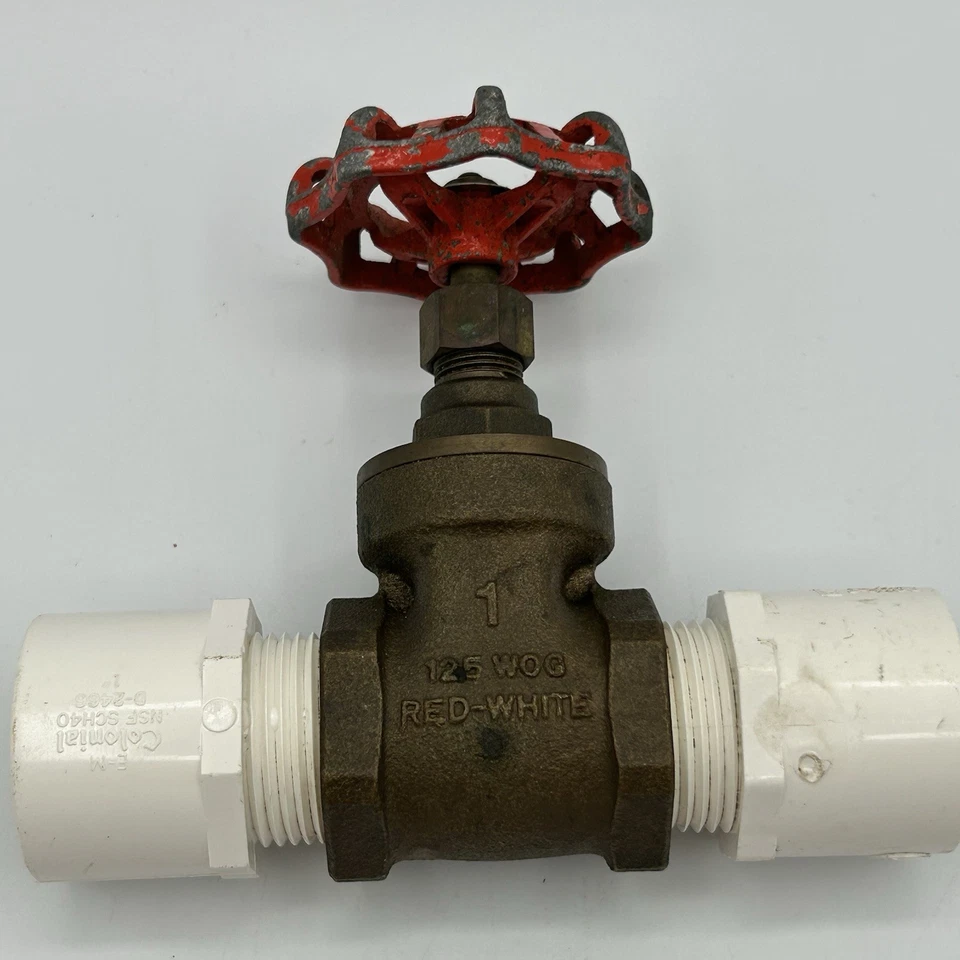 Brass Gate Valve, Red-White 1" Socket - Image 4 of 4