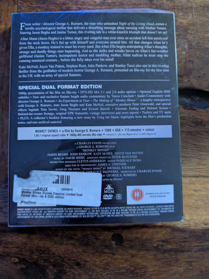 Monkey Shines- Eureka! Limited Edition bluray/dvd NEW SEALED- region B  - Image 2 of 2