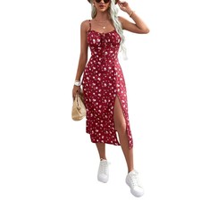 Women's Clothing Summer 2026 Trend Floral Dress, Flower Print Spaghetti Strap.