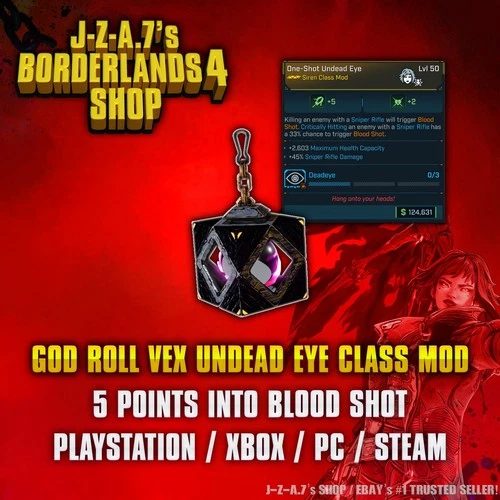 Borderlands 4✨ GOD ROLL VEX UNDEAD EYE CLASS MOD SNIPER DEADEYE BL4 ✅PC-PS-XBOX✨