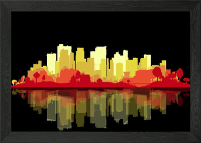 Helle Stadt bei Nacht gerahmtes Wandbild Poster Leinwanddruck Bild