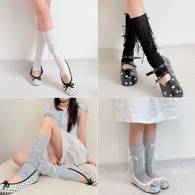 Contemporary Ballet Style Leg Warmers With Decorative Bows For Comfort