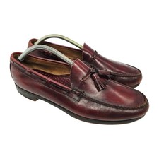 GH Bass Weejuns Tassel Loafers Mens 11 D Burgundy Leather Dress Shoes