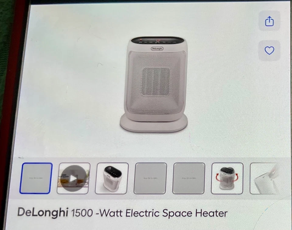 DeLonghi Heater 1500W Personal Space Heater Oscillating #HFXR41K15L (White) - Image 3 of 3