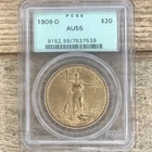1909-D $20 Gold St. Gaudens Double Eagle PCGS OGH AU55 Gold Coin Pre-33