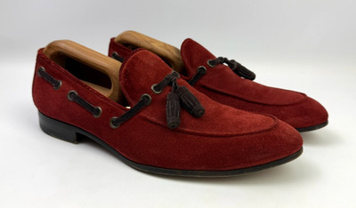RARE Etro Milano Red Suede Tasseled Loafers Slip On Leather Men's Size 42 Italy