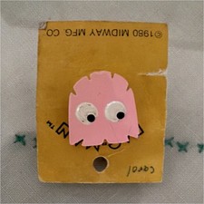 Midway Mfg. Co. Pac-Man Pink Ghost Pinback Original 1980 Arcade Memorabilia