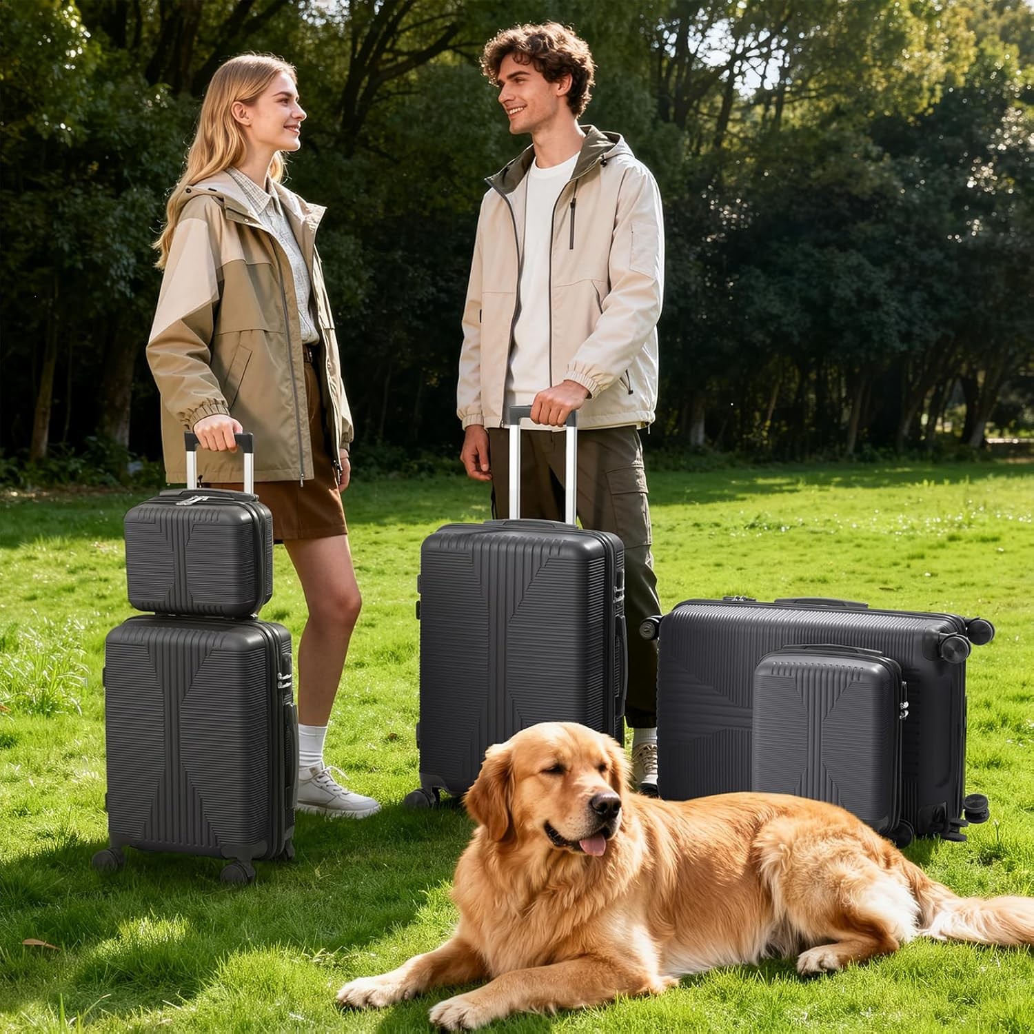 Luggage Sets 4 Piece,PP Hard Case Suitcase Set w/ Spinner Wheels, (16/20/24/28")