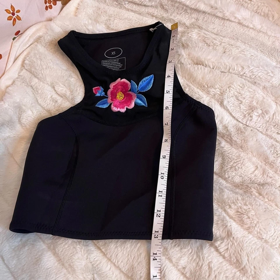 Tankini de verano de malla de neopreno floral negro rosa XS de Cynthia Rowley para mujer Foto 3 de 4