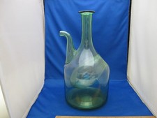 Vintage BLOWN GREEN GLASS WINE DECANTER w/ICE COMPARTMENT
