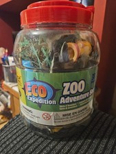 Child's Zoo Animals Playset 33 pieces in storage jar - age 3 Eco Expedition