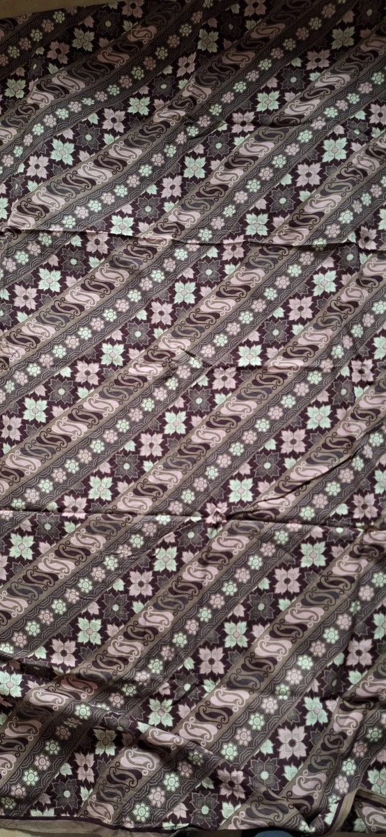 OneOone Tessuto Cotone Seta Grigio Con Stampa Batik Foglia | 42 Pollici Larghezza | Cucito Fai-Da-Te Abbigliamento Estivo - 3