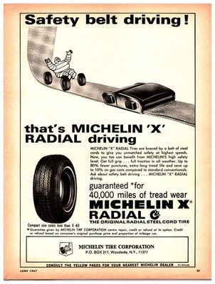 Vintage 1967 Michelin X Radial Tires Original Print Advertisement (8in X 11in)