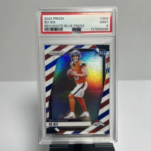 2024 Bo Nix Prizm Red White Blue #309 Rookie - PSA 9  - Broncos